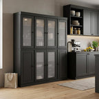 72" Black Solid Wood 8 Two Drawer Pantry Or Storage Closet