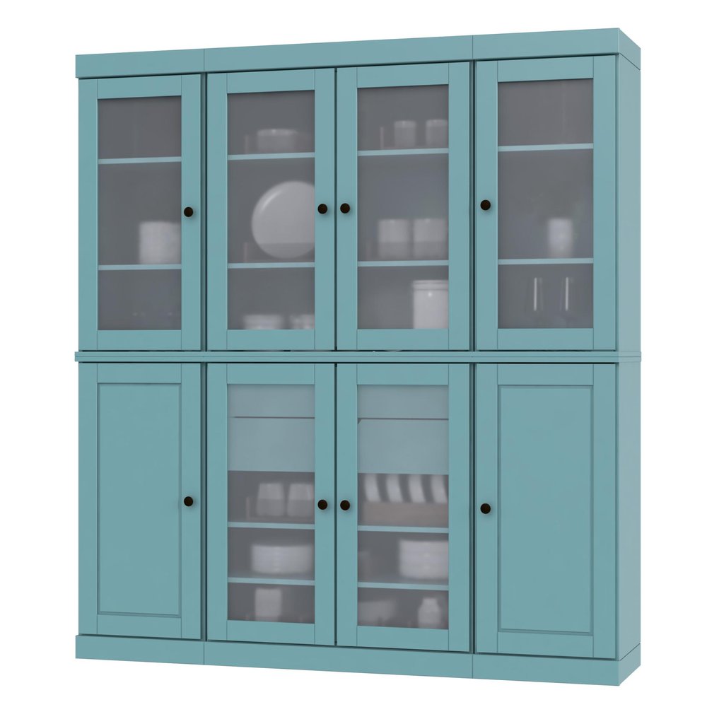 72" Aqua Solid Wood 8 Two Drawer Pantry Or Storage Closet