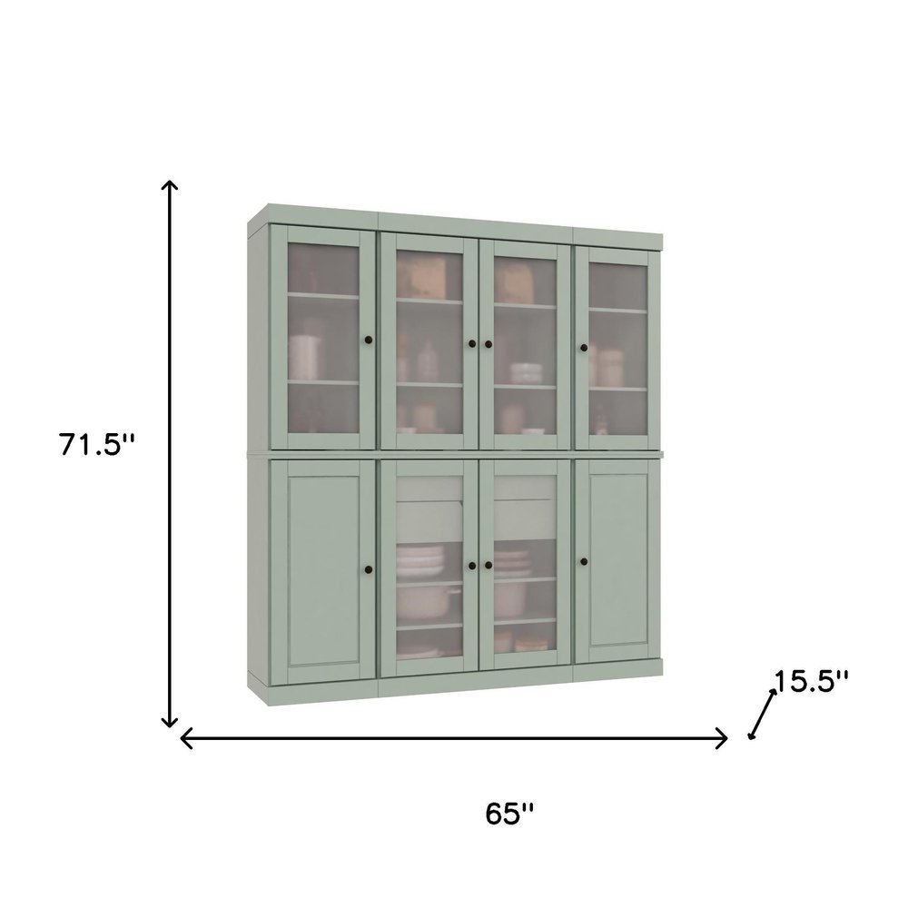 72" Sage Solid Wood 8 Two Drawer Pantry Or Storage Closet