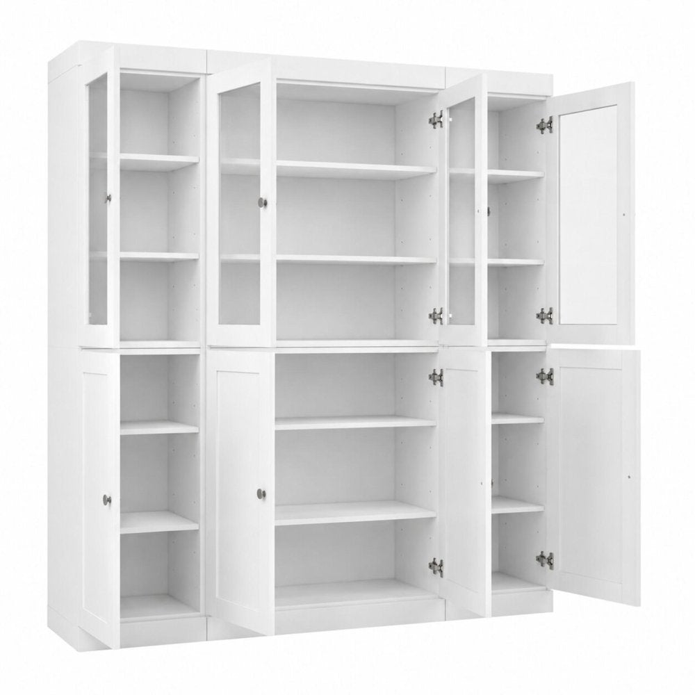 72" White Solid Wood 8 Pantry Or Storage Closet