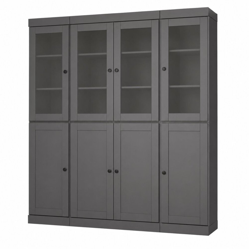 72" Gray Solid Wood 8 Pantry Or Storage Closet