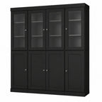 72" Black Solid Wood 8 Pantry Or Storage Closet
