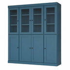 72" Teal Blue Solid Wood 8 Pantry Or Storage Closet