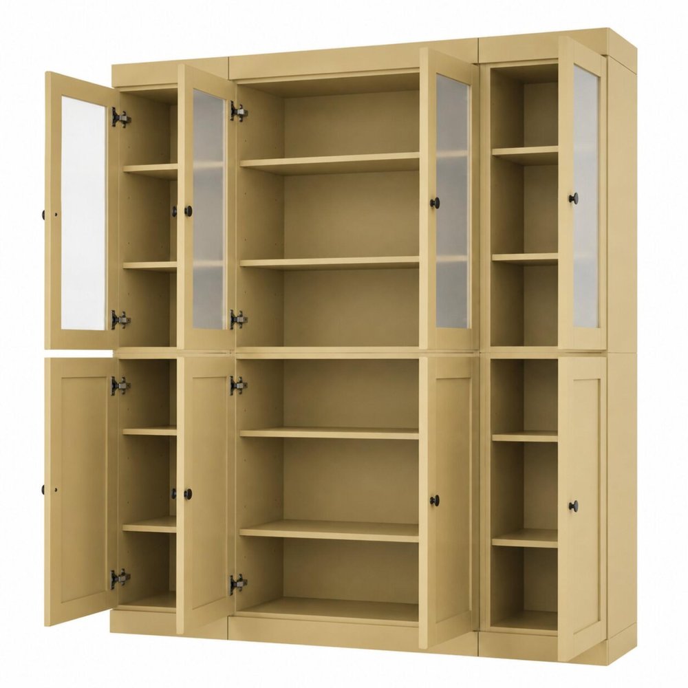 72" Yellow Solid Wood 8 Pantry Or Storage Closet