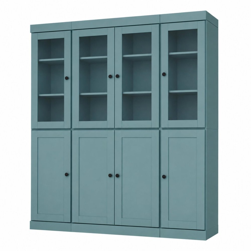 72" Aqua Solid Wood 8 Pantry Or Storage Closet