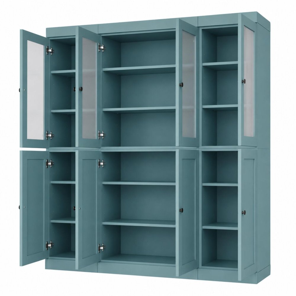 72" Aqua Solid Wood 8 Pantry Or Storage Closet