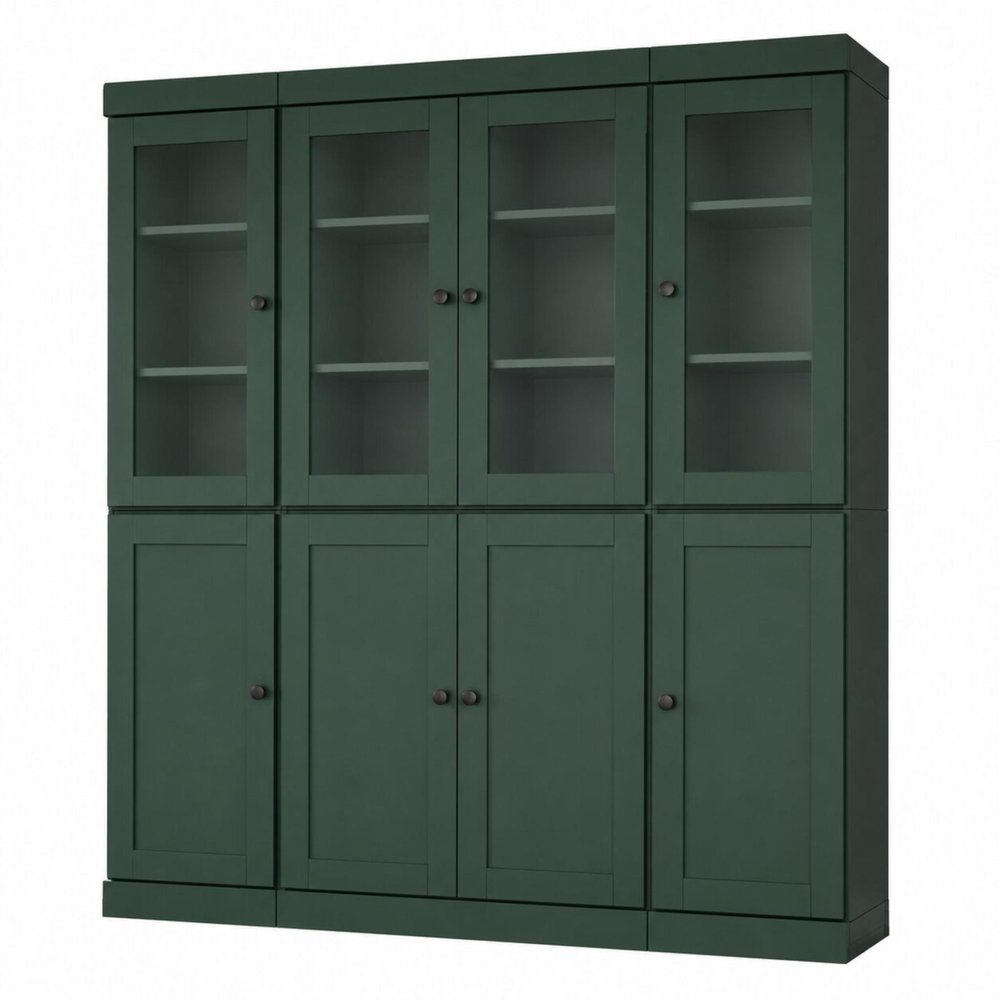 72" Green Solid Wood 8 Pantry Or Storage Closet