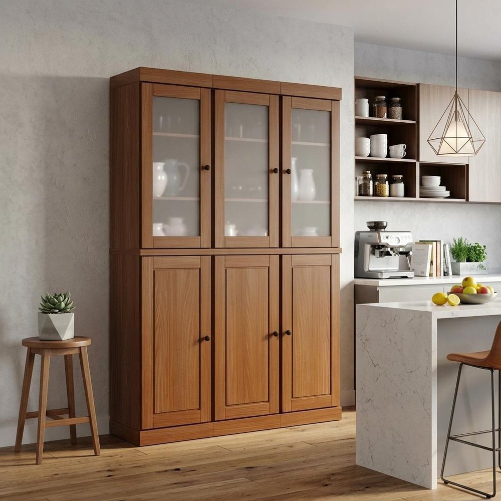 72" Coffee Solid Wood 8 Pantry Or Storage Closet