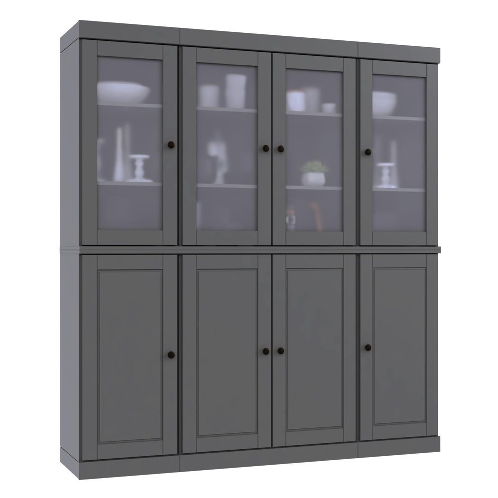 72" Gray Solid Wood 8 Pantry Or Storage Closet
