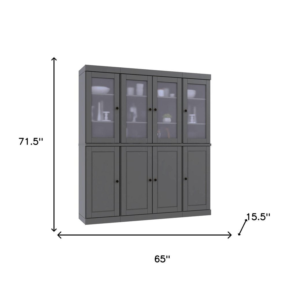 72" Gray Solid Wood 8 Pantry Or Storage Closet