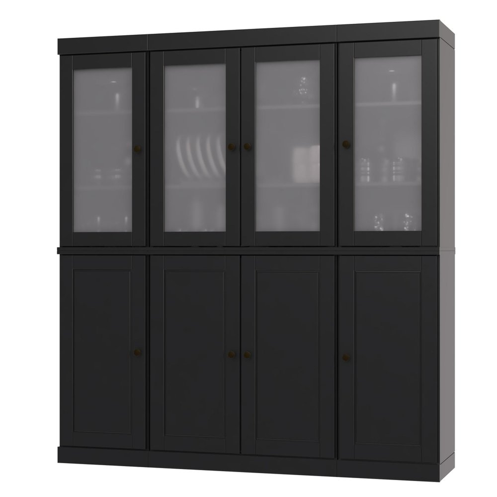 72" Black Solid Wood 8 Pantry Or Storage Closet