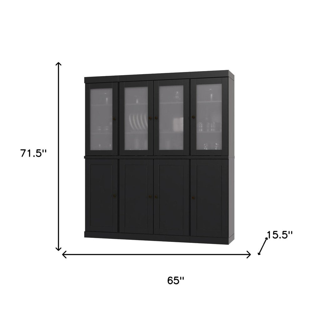 72" Black Solid Wood 8 Pantry Or Storage Closet