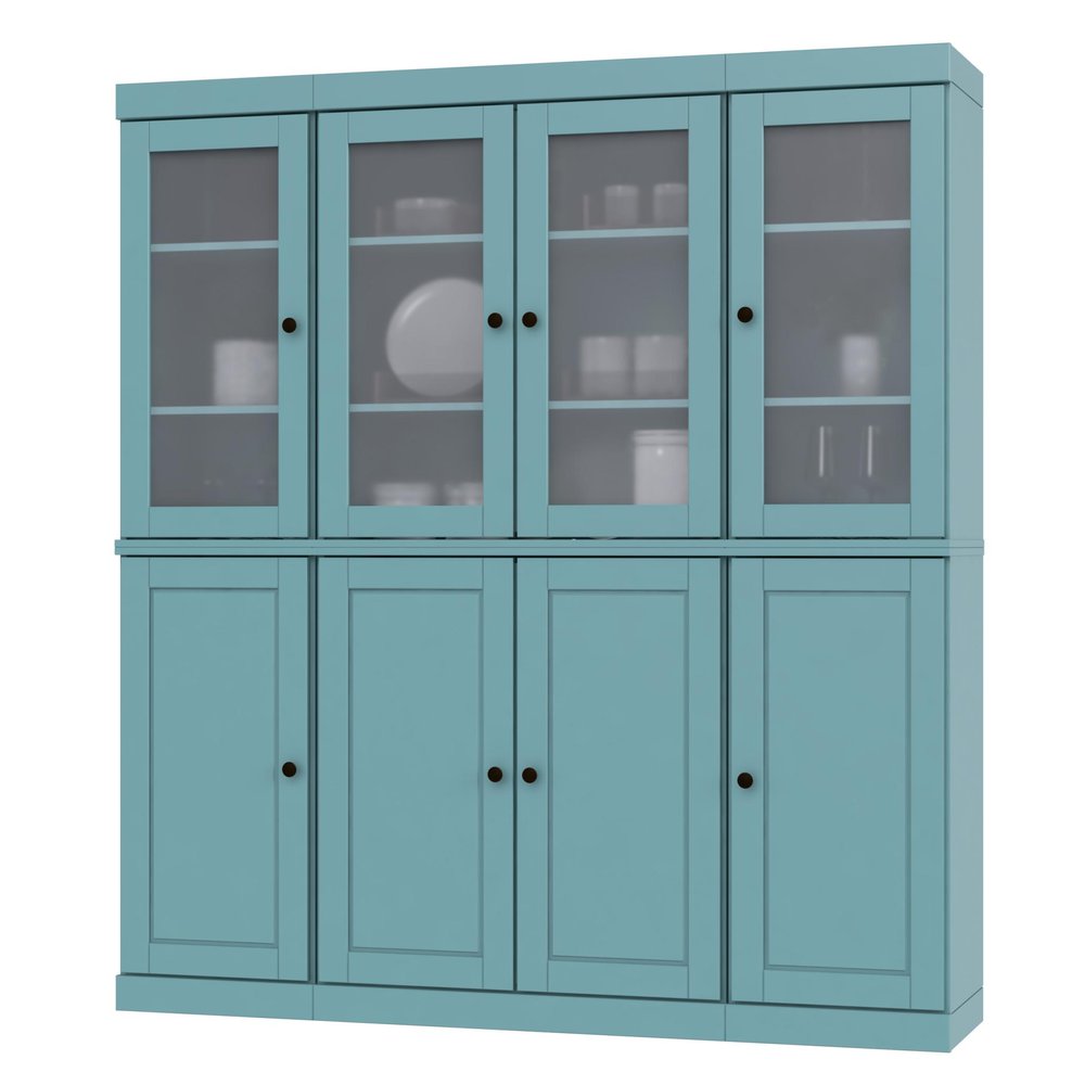 72" Aqua Solid Wood 8 Pantry Or Storage Closet