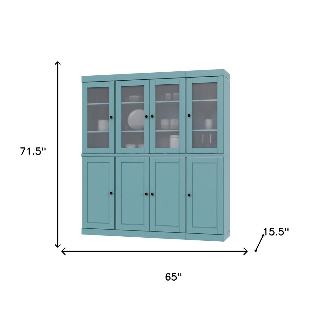 72" Aqua Solid Wood 8 Pantry Or Storage Closet