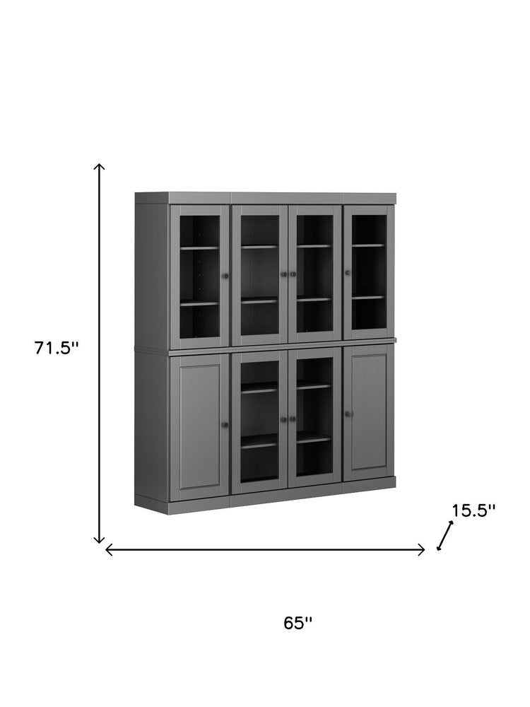 72" Gray Solid Wood 8 Pantry Or Storage Closet