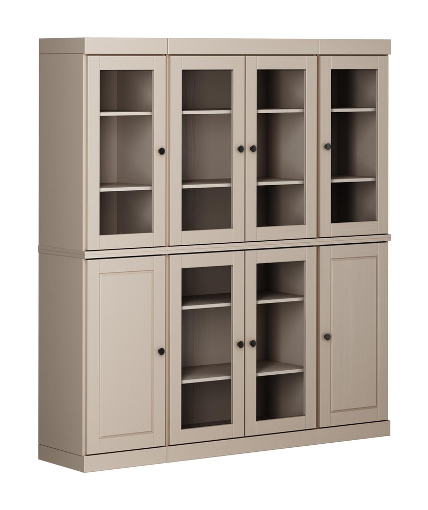 72" Beige Solid Wood 8 Pantry Or Storage Closet