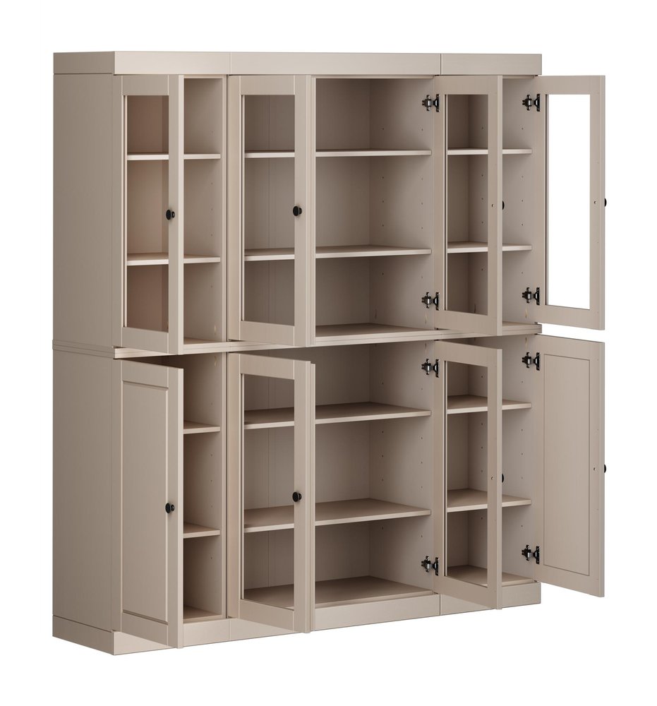 72" Beige Solid Wood 8 Pantry Or Storage Closet
