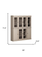 72" Beige Solid Wood 8 Pantry Or Storage Closet