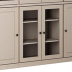 72" Beige Solid Wood 8 Pantry Or Storage Closet