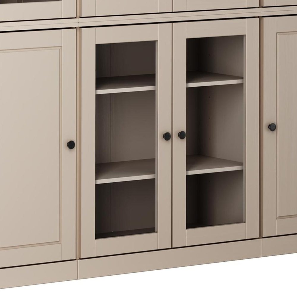 72" Beige Solid Wood 8 Pantry Or Storage Closet