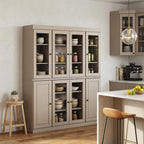 72" Beige Solid Wood 8 Pantry Or Storage Closet