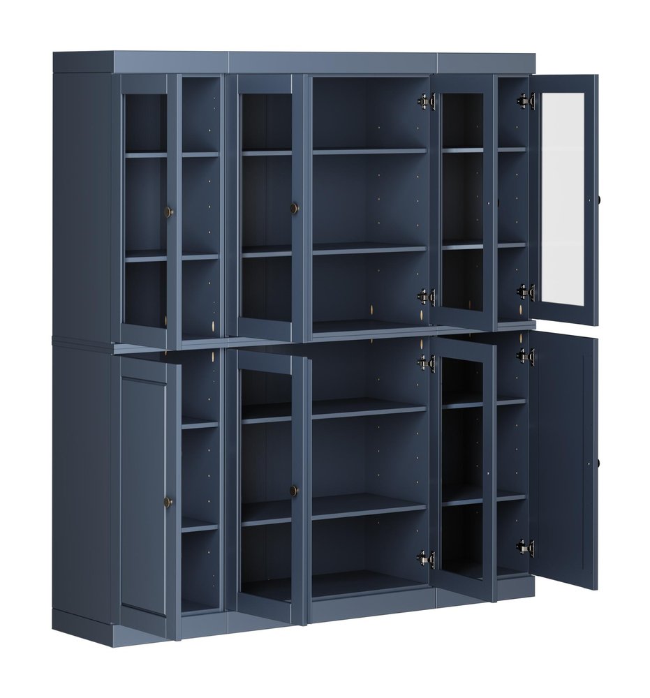 72" French Blue Solid Wood 8 Pantry Or Storage Closet