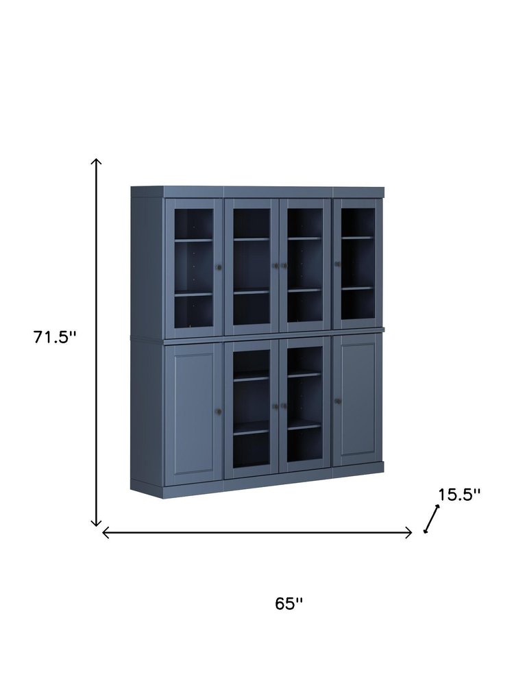 72" French Blue Solid Wood 8 Pantry Or Storage Closet