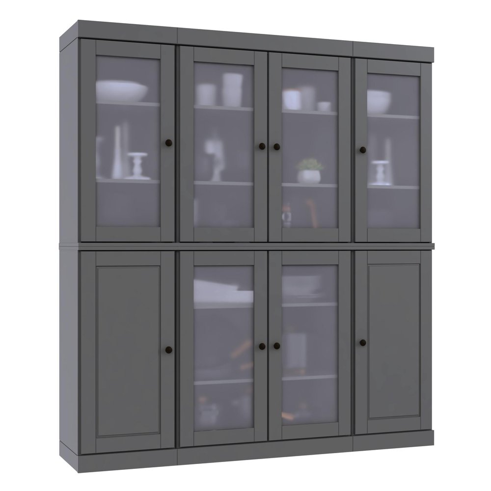 72" Gray Solid Wood 8 Pantry Or Storage Closet