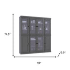 72" Gray Solid Wood 8 Pantry Or Storage Closet