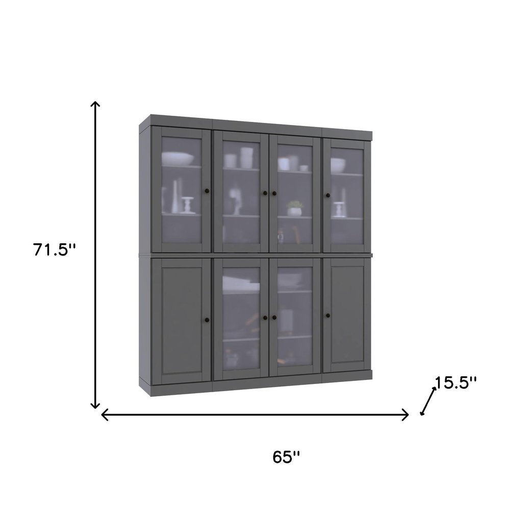 72" Gray Solid Wood 8 Pantry Or Storage Closet