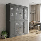 72" Gray Solid Wood 8 Pantry Or Storage Closet