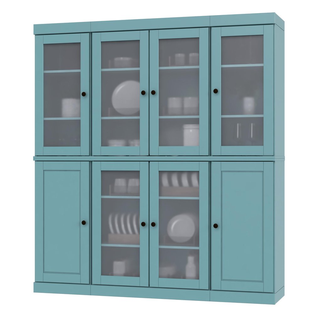 72" Aqua Solid Wood 8 Pantry Or Storage Closet