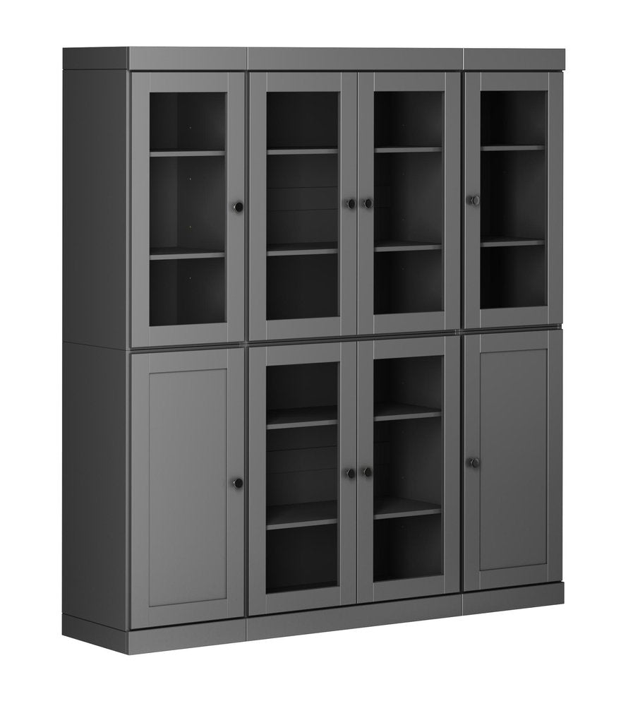 72" Gray Solid Wood 8 Pantry Or Storage Closet