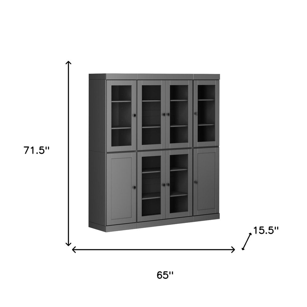 72" Gray Solid Wood 8 Pantry Or Storage Closet