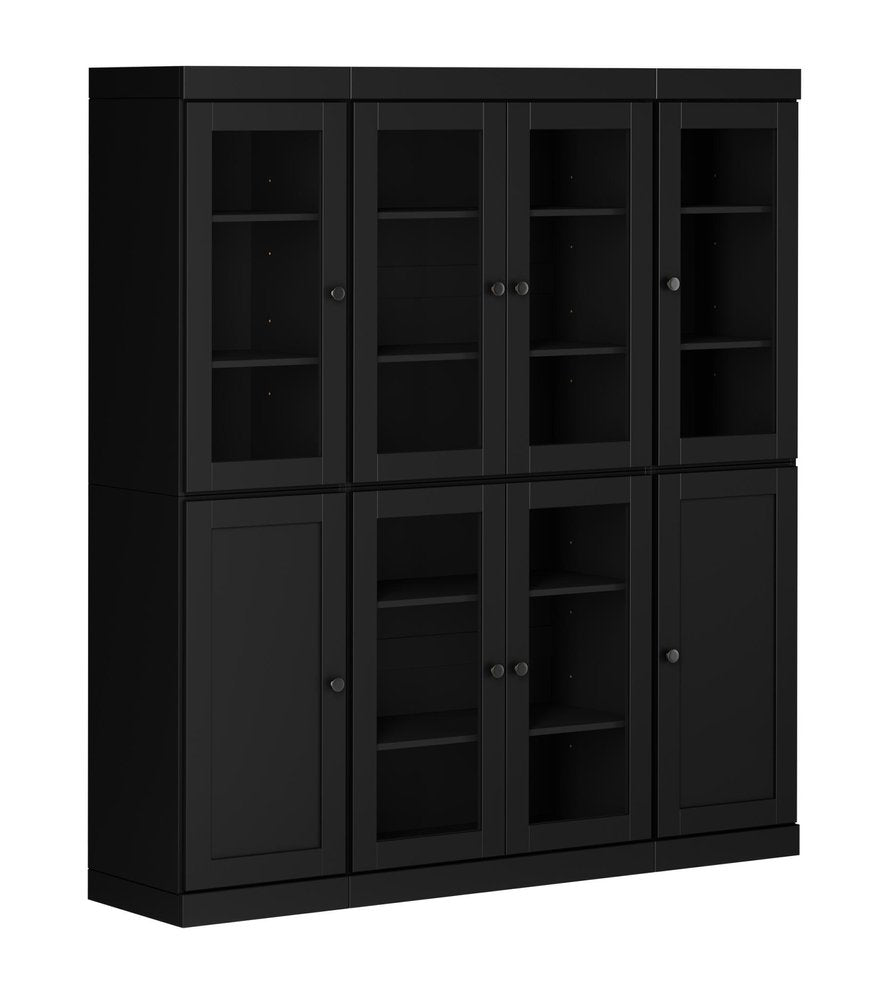 72" Black Solid Wood 8 Pantry Or Storage Closet