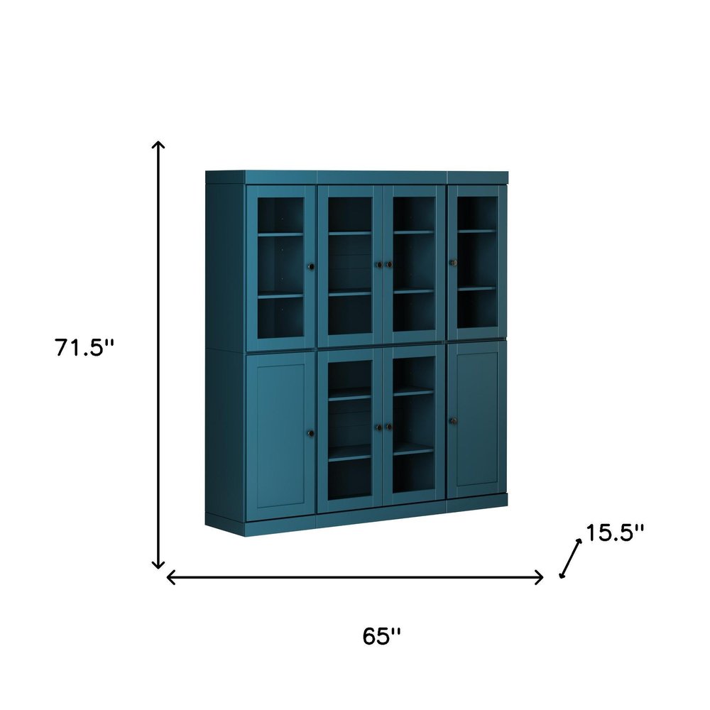 72" Black Solid Wood 8 Pantry Or Storage Closet