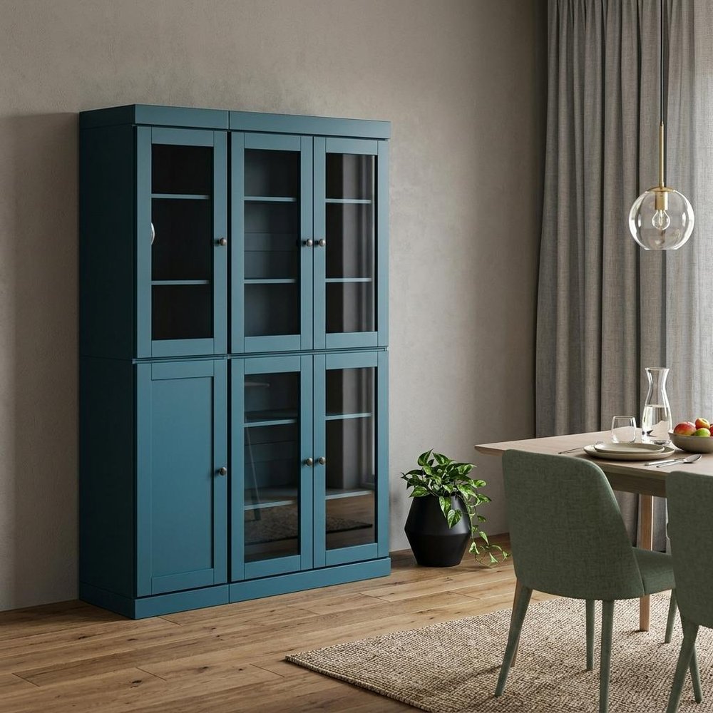 72" Black Solid Wood 8 Pantry Or Storage Closet