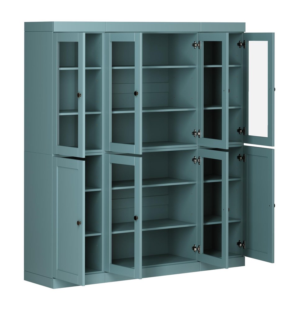 72" Aqua Solid Wood 8 Pantry Or Storage Closet