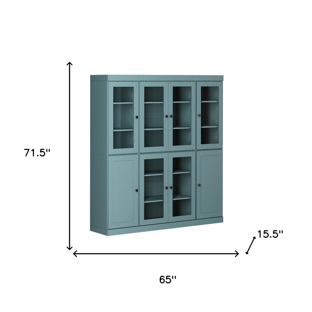 72" Aqua Solid Wood 8 Pantry Or Storage Closet