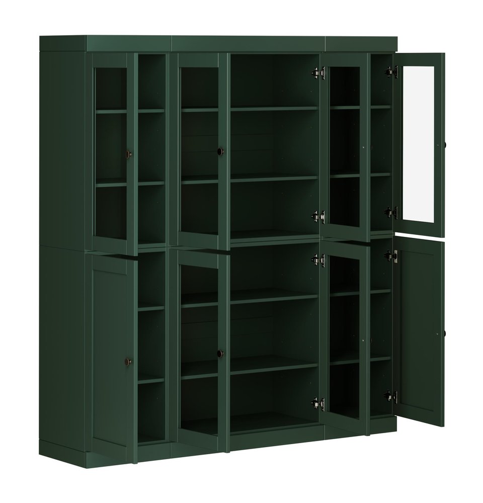 72" Green Solid Wood 8 Pantry Or Storage Closet