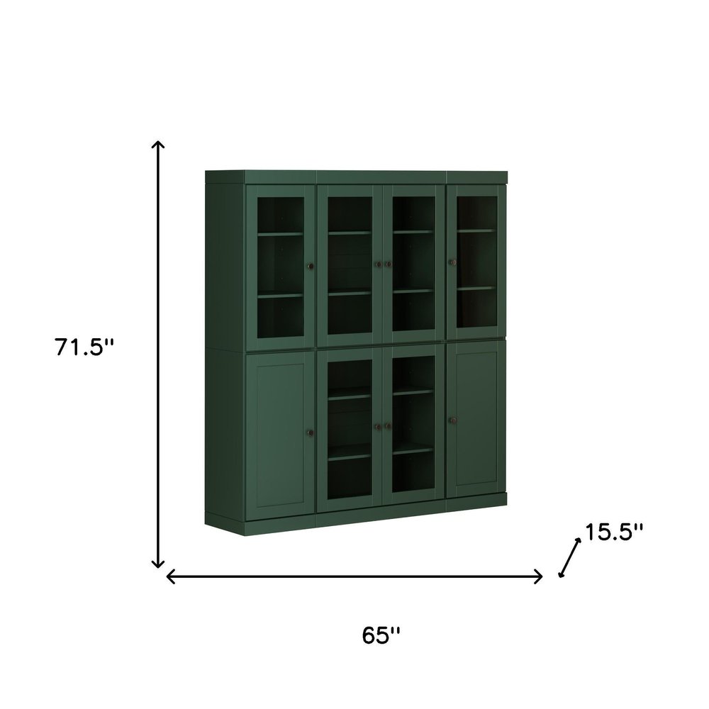 72" Green Solid Wood 8 Pantry Or Storage Closet