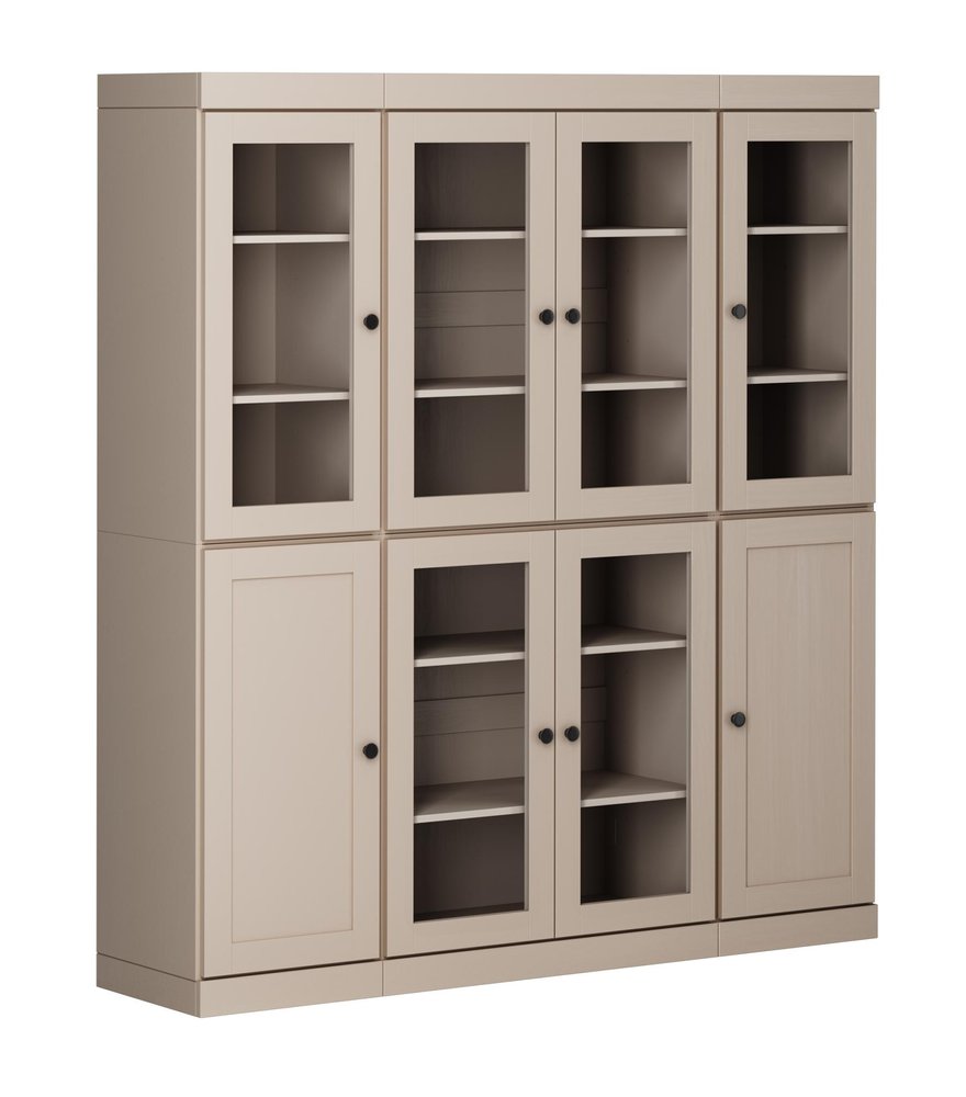 72" Beige Solid Wood 8 Pantry Or Storage Closet