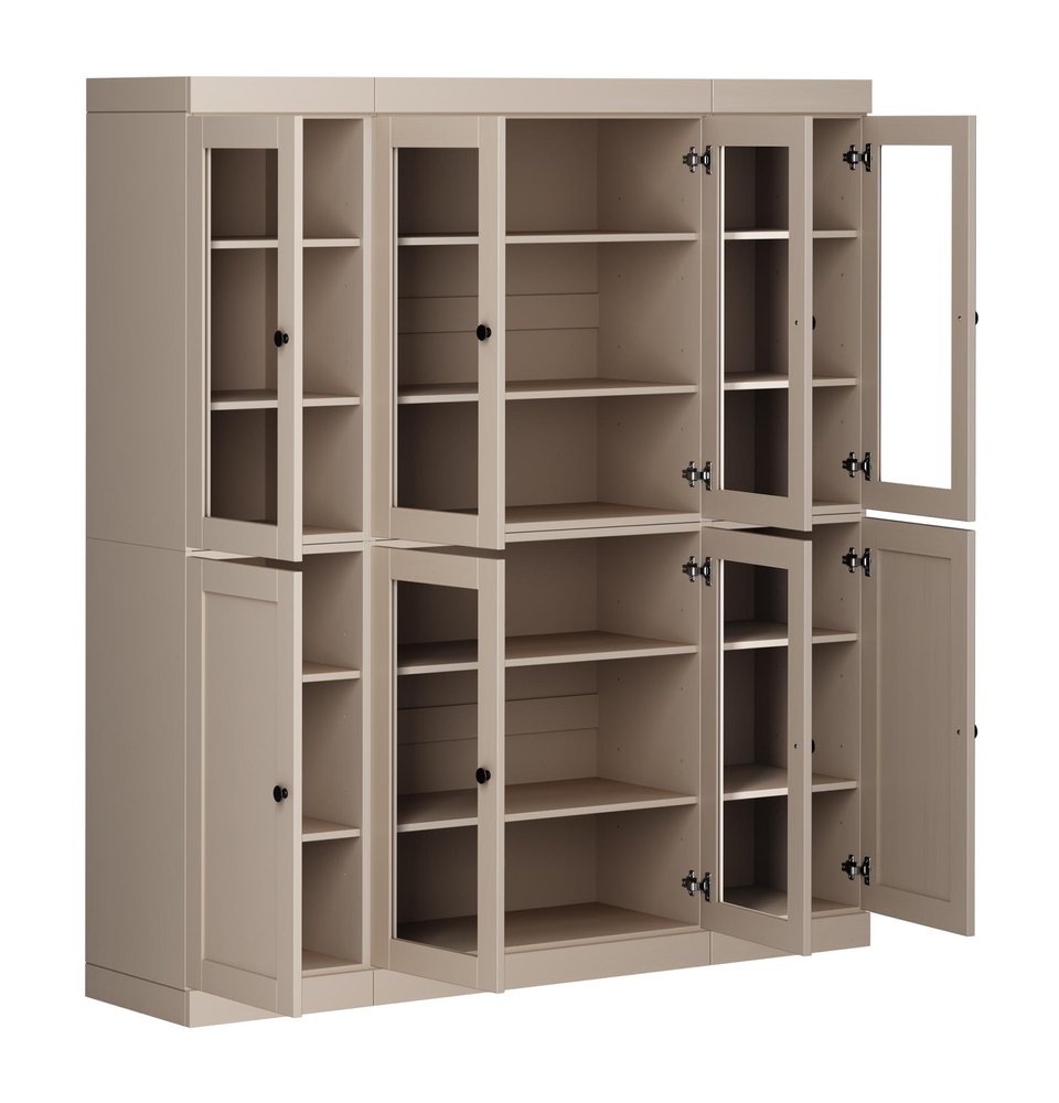 72" Beige Solid Wood 8 Pantry Or Storage Closet