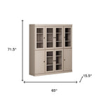 72" Beige Solid Wood 8 Pantry Or Storage Closet