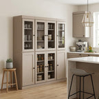 72" Beige Solid Wood 8 Pantry Or Storage Closet