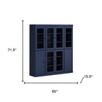 72" Navy Blue Solid Wood 8 Pantry Or Storage Closet