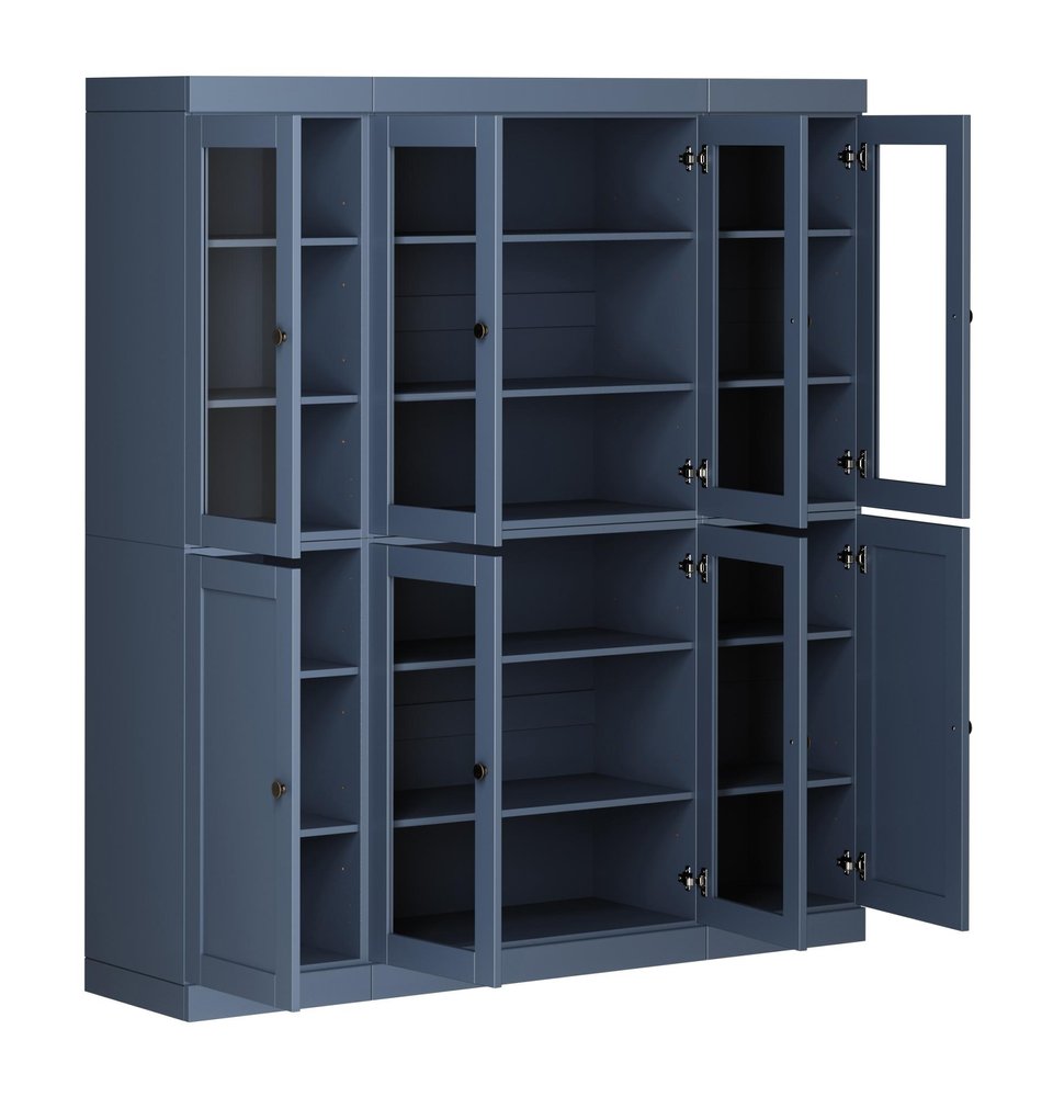 72" French Blue Solid Wood 8 Pantry Or Storage Closet
