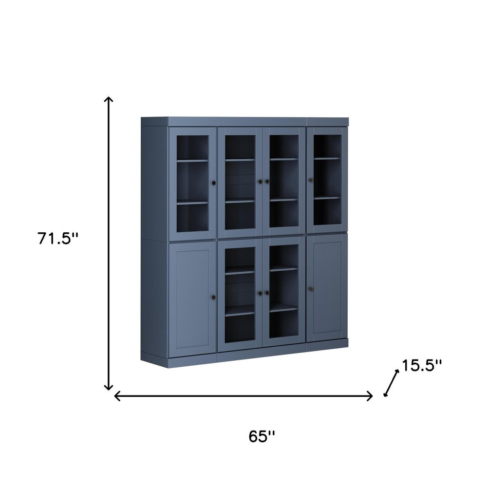 72" French Blue Solid Wood 8 Pantry Or Storage Closet
