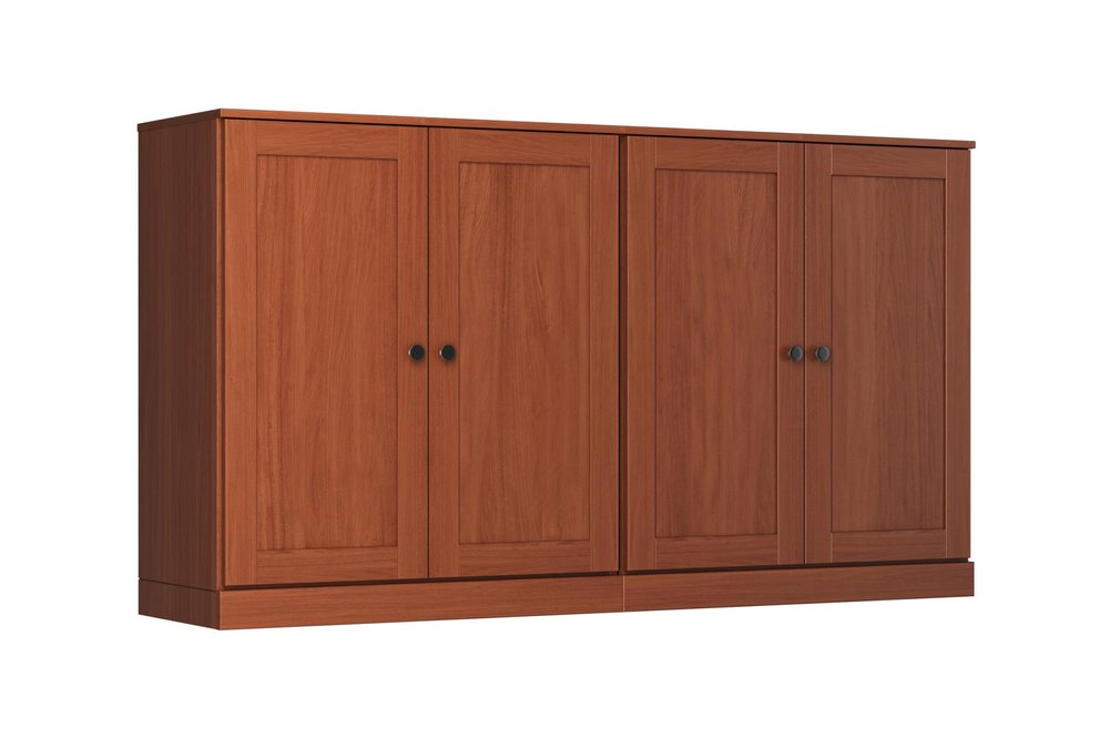 64" Coffee Solid Wood Four Drawer Sideboard With Four Doors