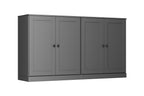 64" Gray Solid Wood Four Drawer Sideboard With Four Doors